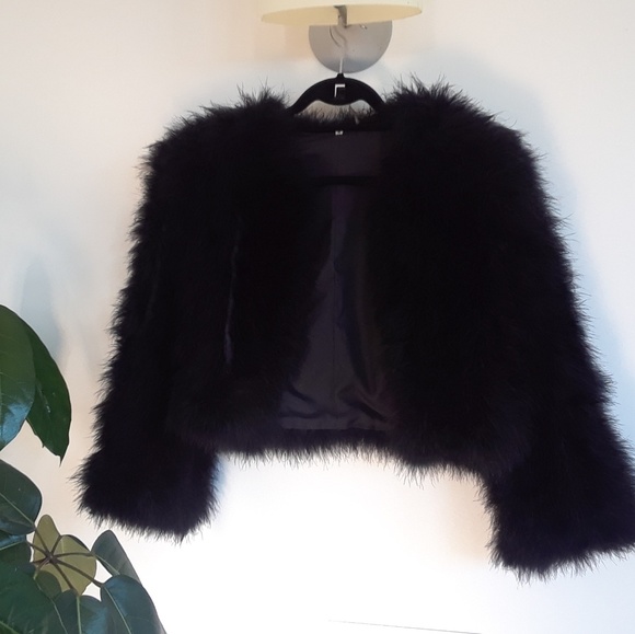 black ostrich feather jacket